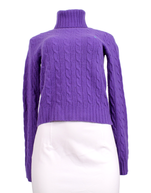 RALPH LAUREN CABLE-KNIT TURTLENECK WOOL AND CASHMERE SWEATER - eKlozet Luxury Consignment