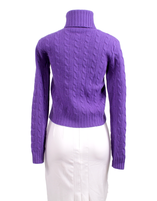 RALPH LAUREN CABLE-KNIT TURTLENECK WOOL AND CASHMERE SWEATER - eKlozet Luxury Consignment