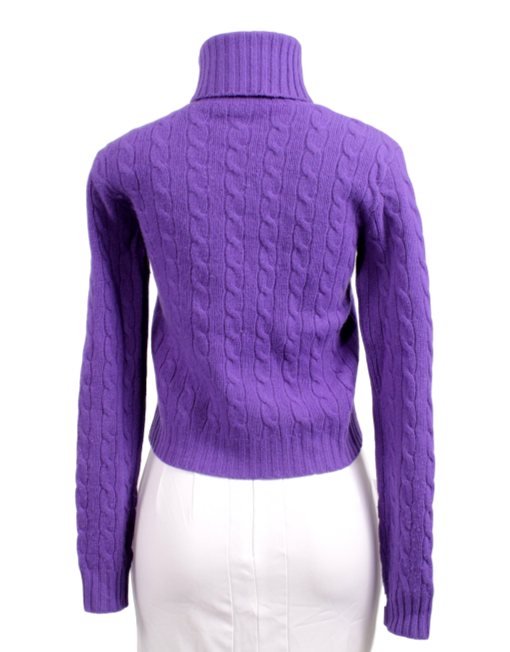 RALPH LAUREN CABLE-KNIT TURTLENECK WOOL AND CASHMERE SWEATER - eKlozet Luxury Consignment