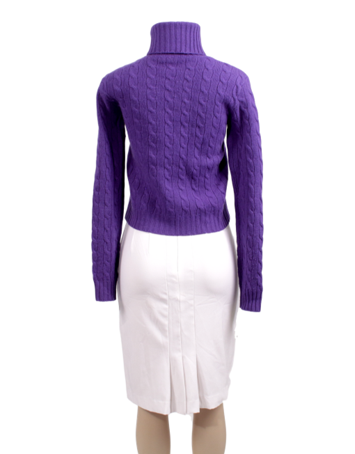 RALPH LAUREN CABLE-KNIT TURTLENECK WOOL AND CASHMERE SWEATER - eKlozet Luxury Consignment