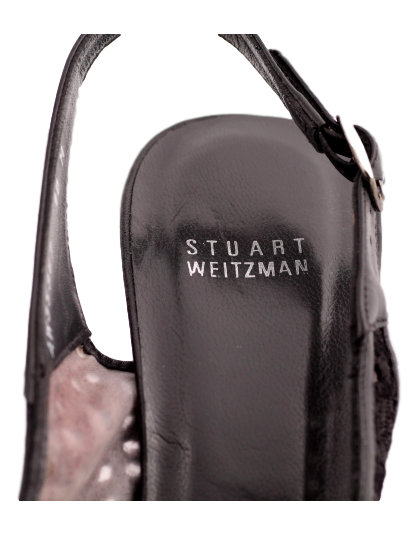 Stuart Weitzman Lace Peep Toe Slingback - eKlozet Luxury Consignment