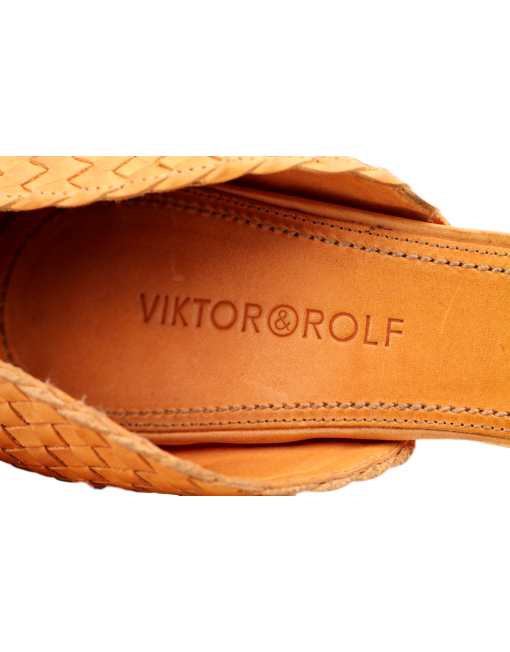 VIKTOR & ROLF Leather Braided Open-Toe Heel