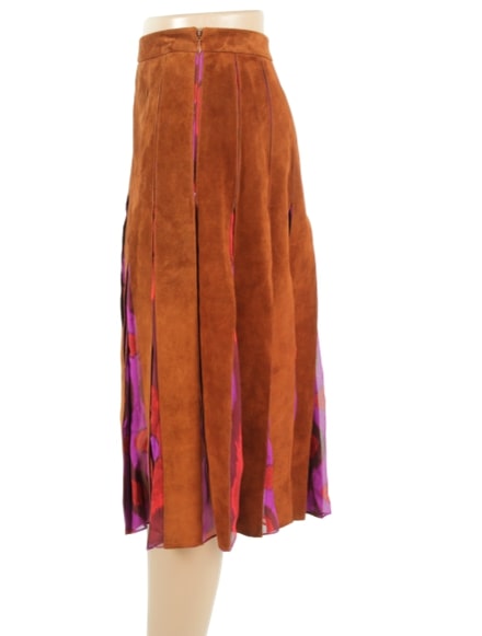 Diane Von Furstenberg Suede Pleated Knee-Length Skirt - eKlozet Luxury Consignment