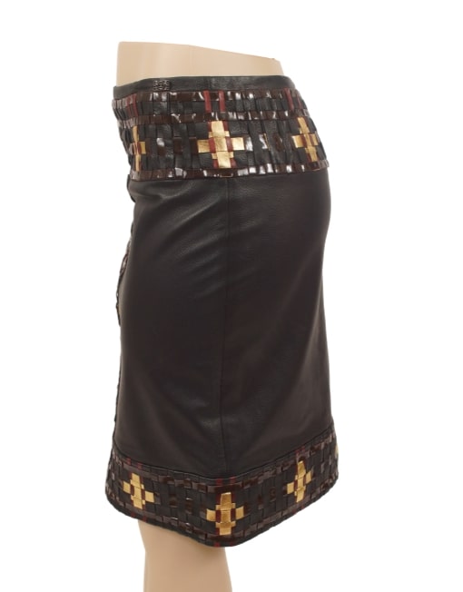 CHANEL BYZANTINE COLLECTION LEATHER SKIRT - eKlozet Luxury Consignment